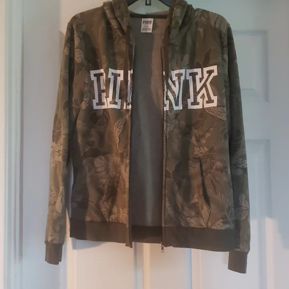 Victoria's Secret PINK Everyday Lounge Hoodie Sweatshirt Tropical Leaves Floral - Picture 4 of 6